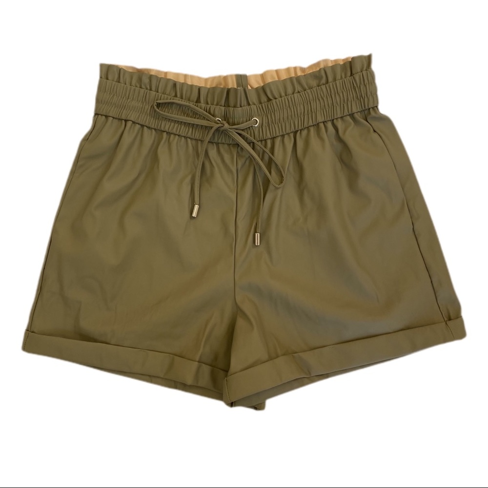 Vegan Leather Shorts Tan